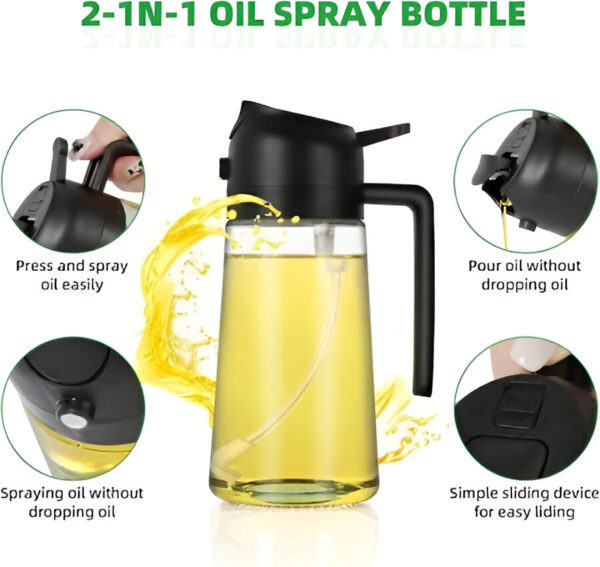 500 ml Premium Glass 2 in 1 Oil Dispenser and sprayer for Kitchen, 2 in 1 Olive Oil Dispenser and Oil Sprayer Oil Sprayer for Cooking, Kitchen, Salad, Barbecue - Image 4