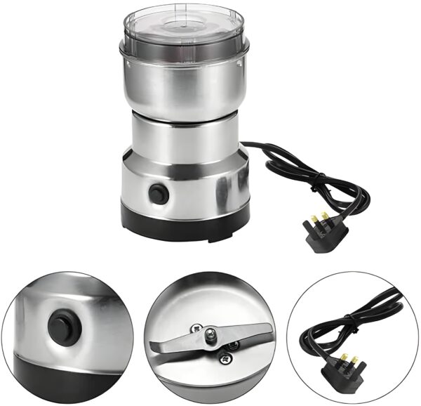 Nima Stainless Steel Multifunctional Electric Grinder & Coffee Maker - Mini Spice, Coffee, and Masala Grinder for Beans, Nuts, and Grains - Household Mixer Grinder (Silver) - Image 6