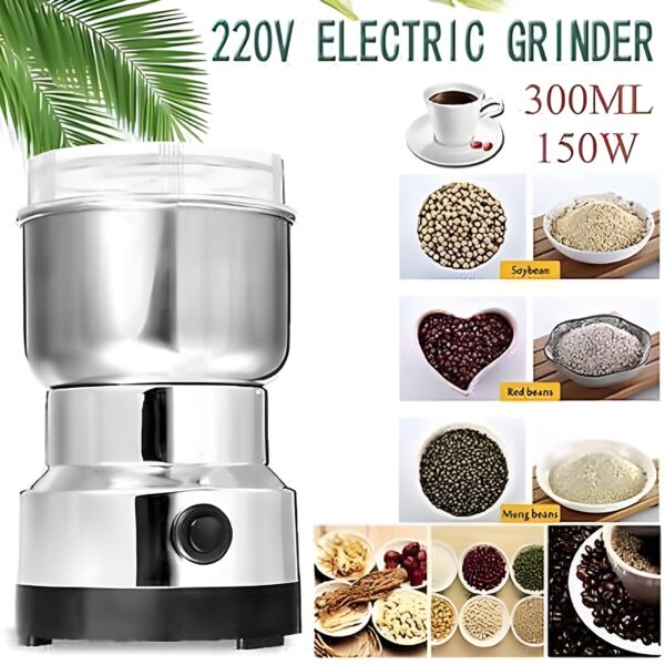 Nima Stainless Steel Multifunctional Electric Grinder & Coffee Maker - Mini Spice, Coffee, and Masala Grinder for Beans, Nuts, and Grains - Household Mixer Grinder (Silver)