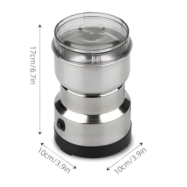 Nima Stainless Steel Multifunctional Electric Grinder & Coffee Maker - Mini Spice, Coffee, and Masala Grinder for Beans, Nuts, and Grains - Household Mixer Grinder (Silver) - Image 4